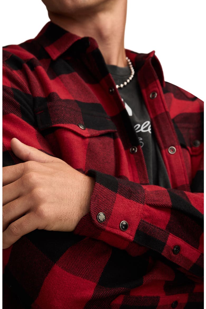 Cloud Buffalo Check Cotton Flannel Snap-Up Western Shirt, Alternate, color, RED MULTI