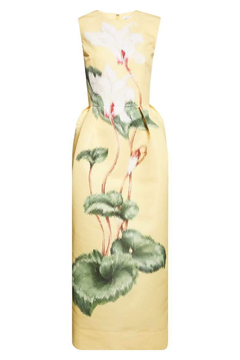 Chiné Cyclamen Sleeveless Stretch Faille Dress, Alternate, color, WHITE/ BUTTER