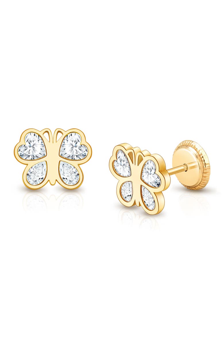 Tiny Blessings 14K Gold Lovely Butterfly Studs Screw Back Earrings, Main, color, 14K Yellow Gold