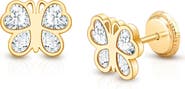 Tiny Blessings 14K Gold Lovely Butterfly Stud Screw Back Earrings