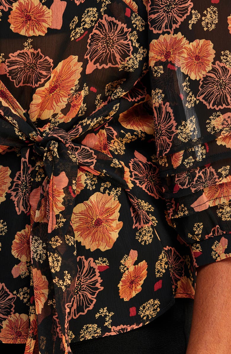 Estelle Golden Blooms Faux Wrap Blouse, Alternate, color, 