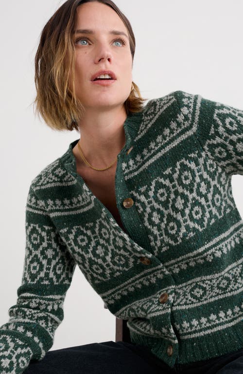 Seasalt Cornwall Castwork Merino Wool Blend Cardigan In Green