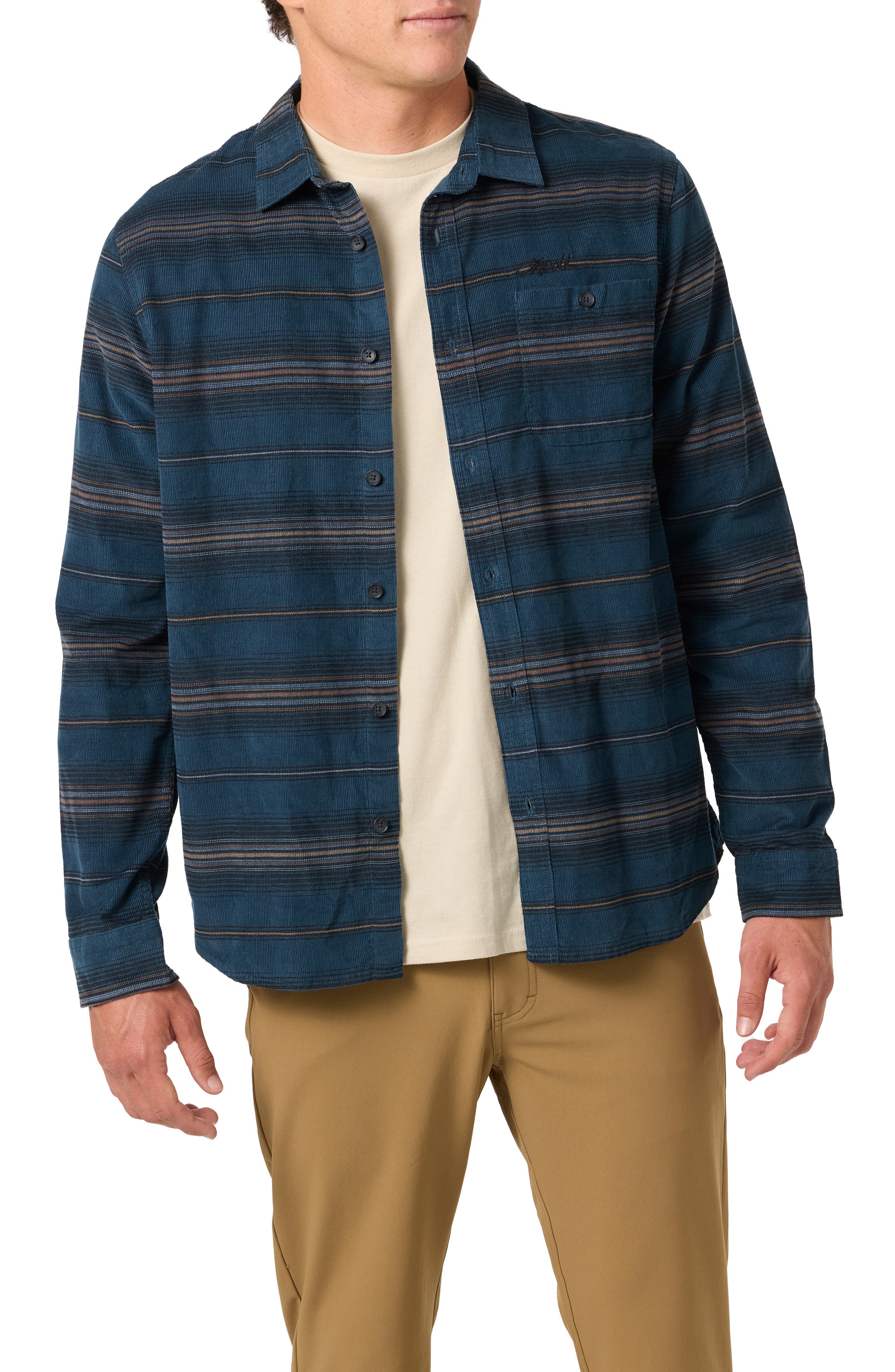 Caruso Stripe Corduroy Button-Up Shirt
