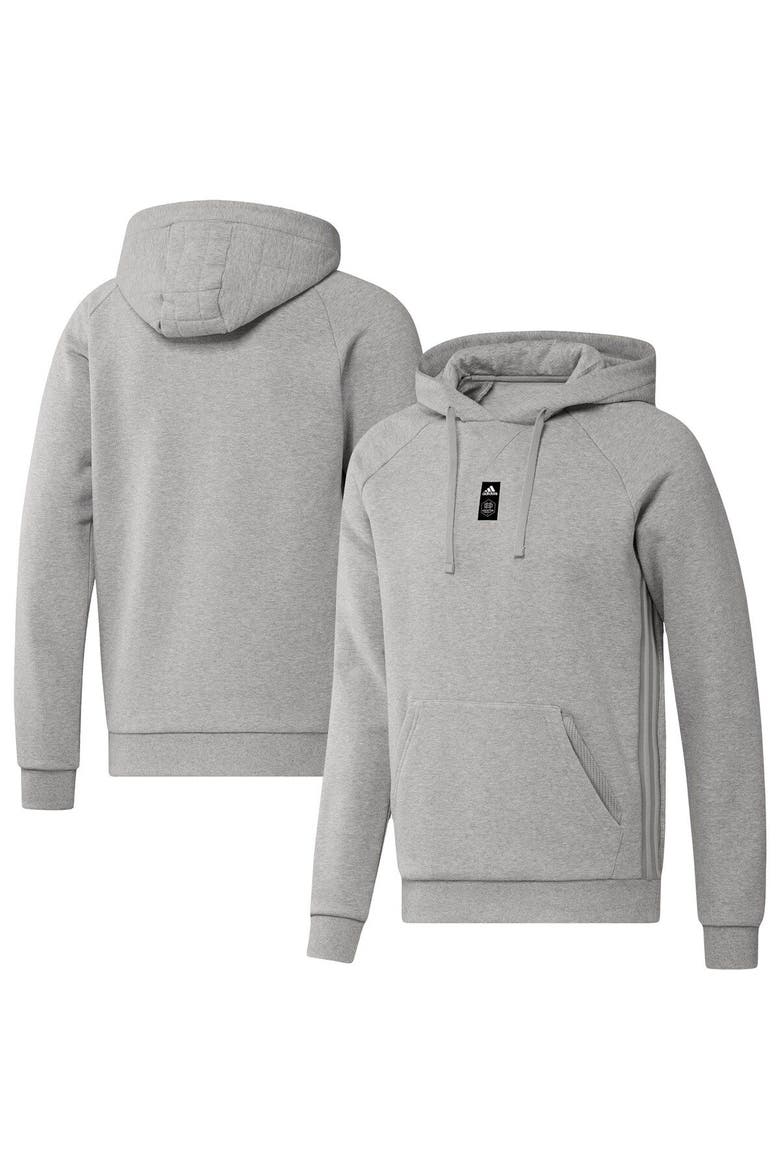 Men's adidas Heathered Gray Houston Dynamo FC Travel Raglan Pullover Hoodie, Main, color, Heather Gray
