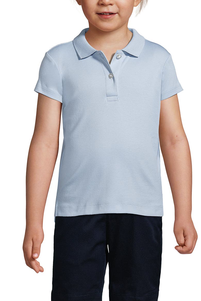 School Uniform Girls Short Sleeve Feminine Fit Interlock Polo Shirt, Main, color, Blue