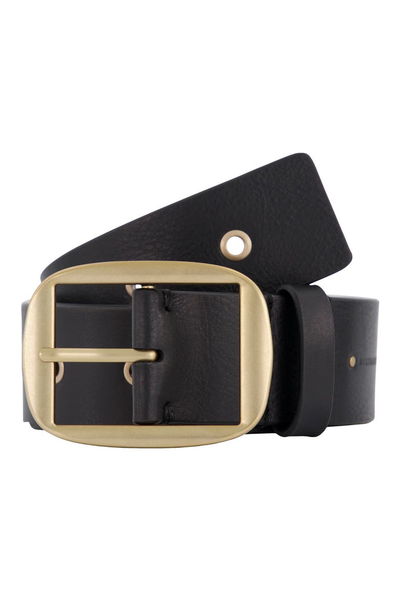 Leather Eyelet Belt, Alternate, color, BLACK WARM BRASS