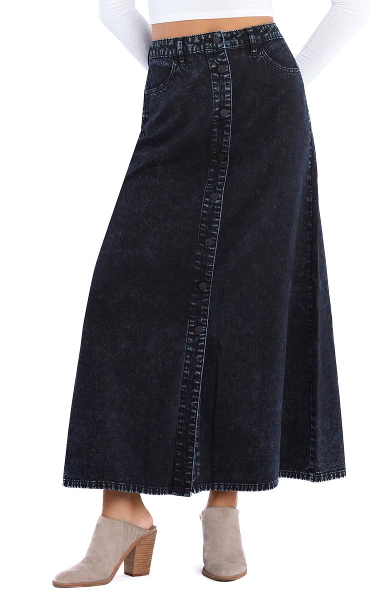 Wash Lab Denim Denim Maxi Skirt, Main, color, Denim Black