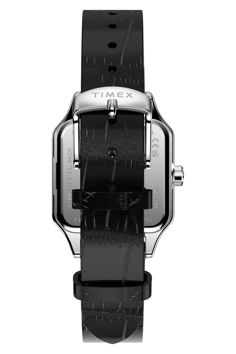 Addison Leather Strap Watch, Alternate, color, BLACK