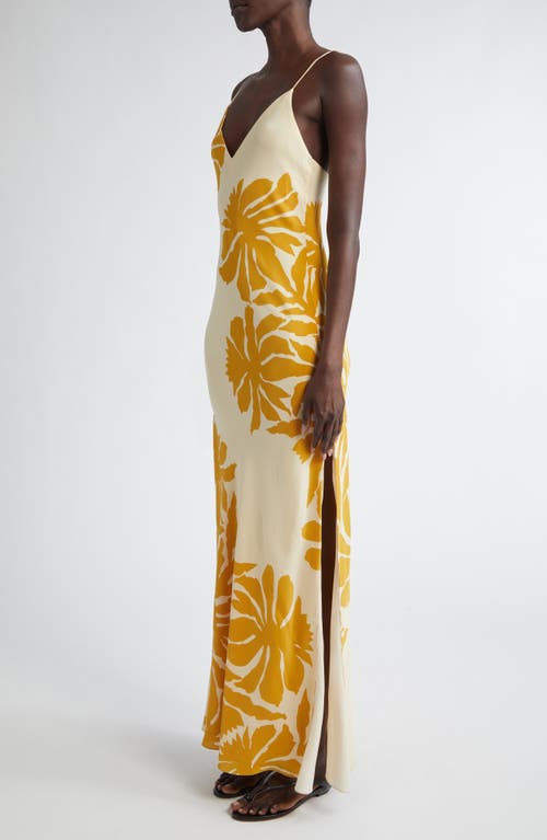 Johanna Ortiz Tropical Harmony Silk Maxi Dress In Clavel Ecru/yellow