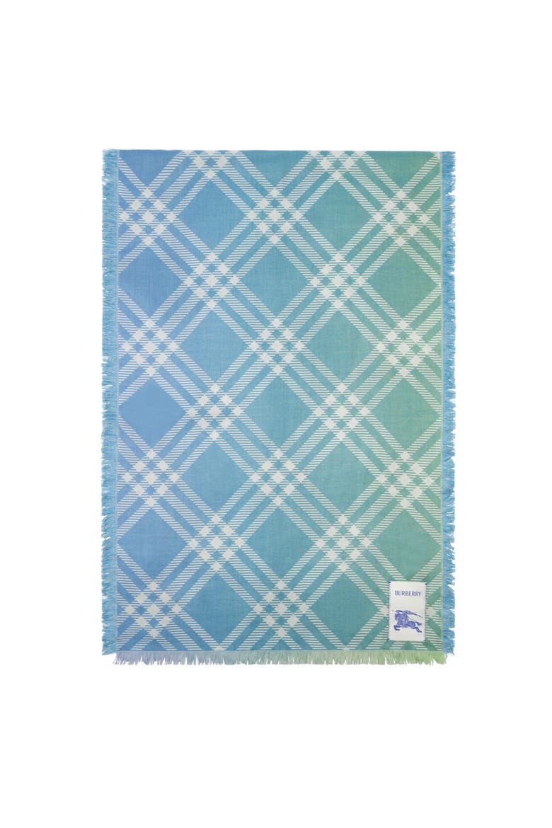 Gradient Check Wool Silk Scarf, Main, color, Racquet green