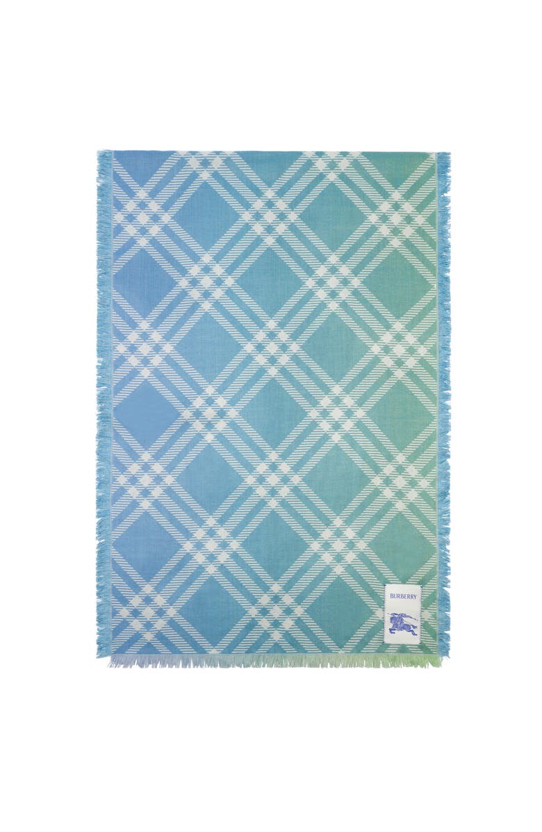 Burberry Gradient Check Wool Silk Scarf, Main, color, Racquet Green