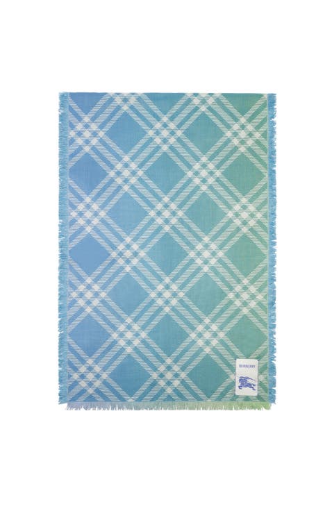 Gradient Check Wool Silk Scarf