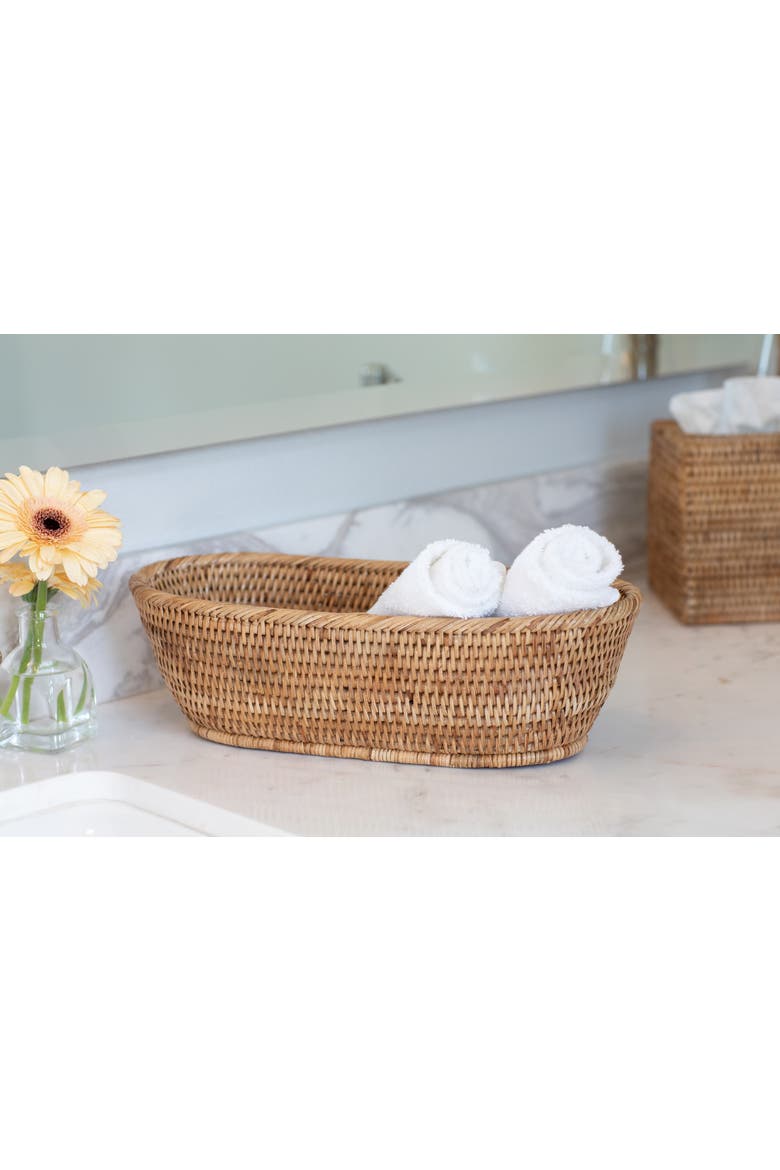 Oval Rattan Bread Basket, Alternate, color, Honey Brown