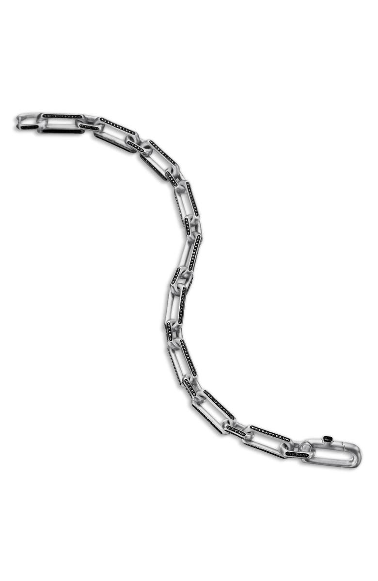 David Yurman Men's Elongated Open Link Chain Bracelet with Pavé Black Diamonds, Alternate, color,