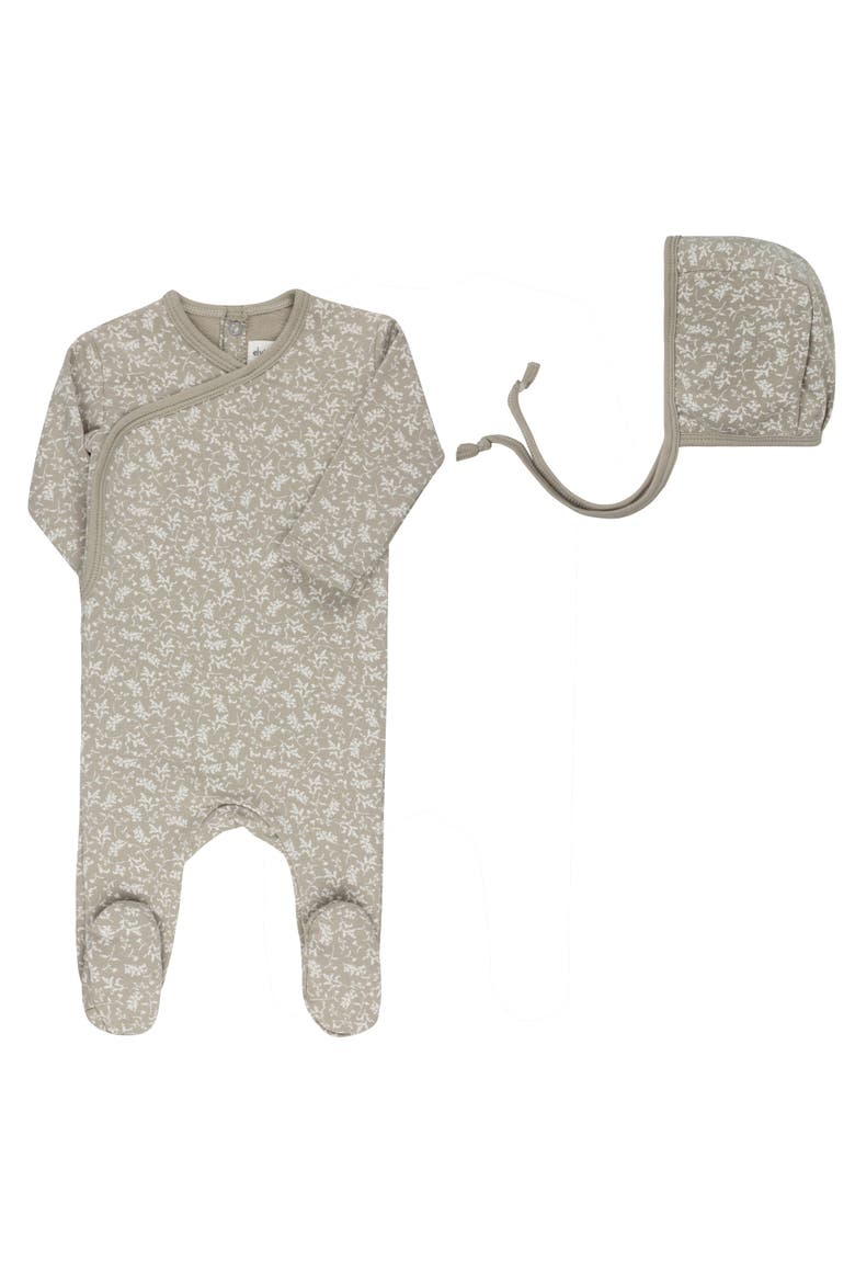 Modal French Terry Vine Collection - Footie + Bonnet, Main, color, Sage