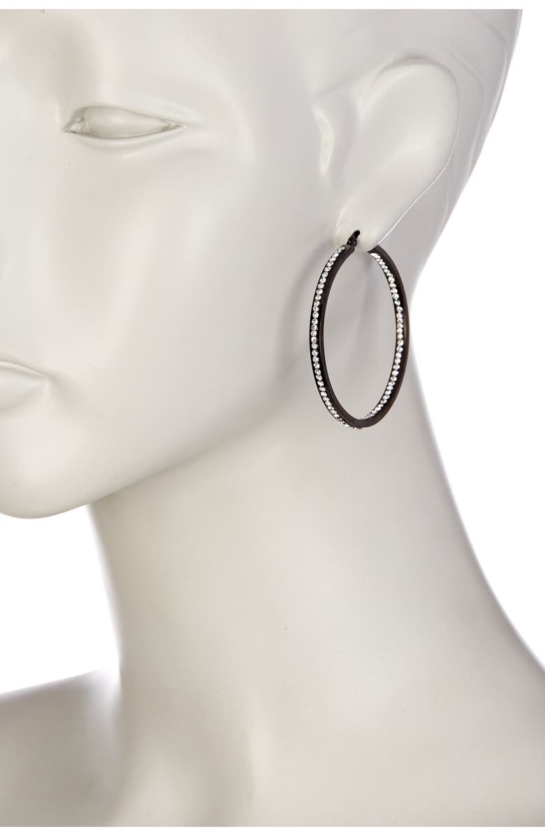 HMY JEWELRY Channel Set Simulated Diamond Hoop Earrings, Main, color, 