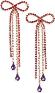 Open Edit Stone Crystal Bow Drop Earrings