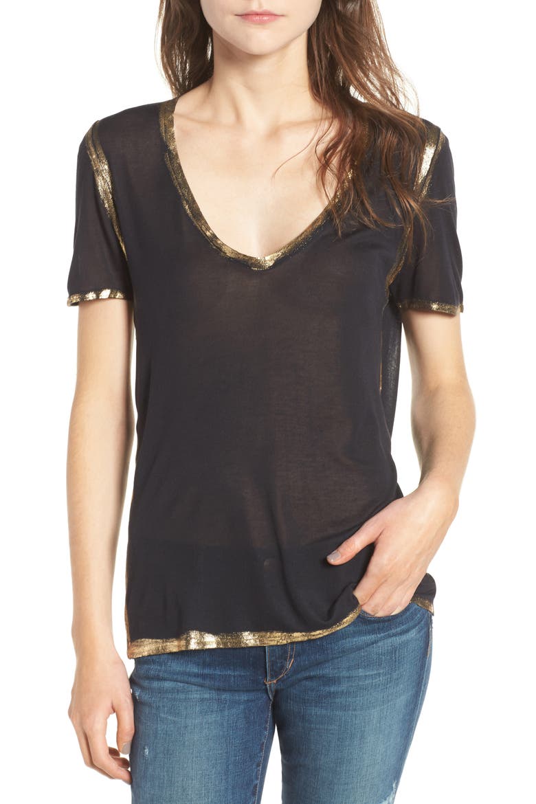 Tino Foil Tee, Main, color, BLACK