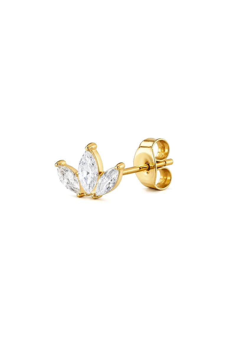 Marquise Leaf Cubic Zirconia Stud Earrings, Alternate, color, GOLD