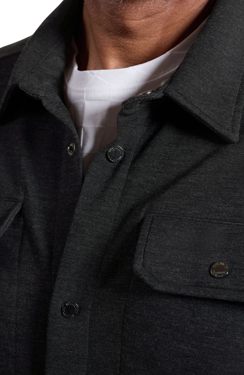 Bugatchi Heathered Kint Snap-Up Shirt Jacket, Alternate, color, Black