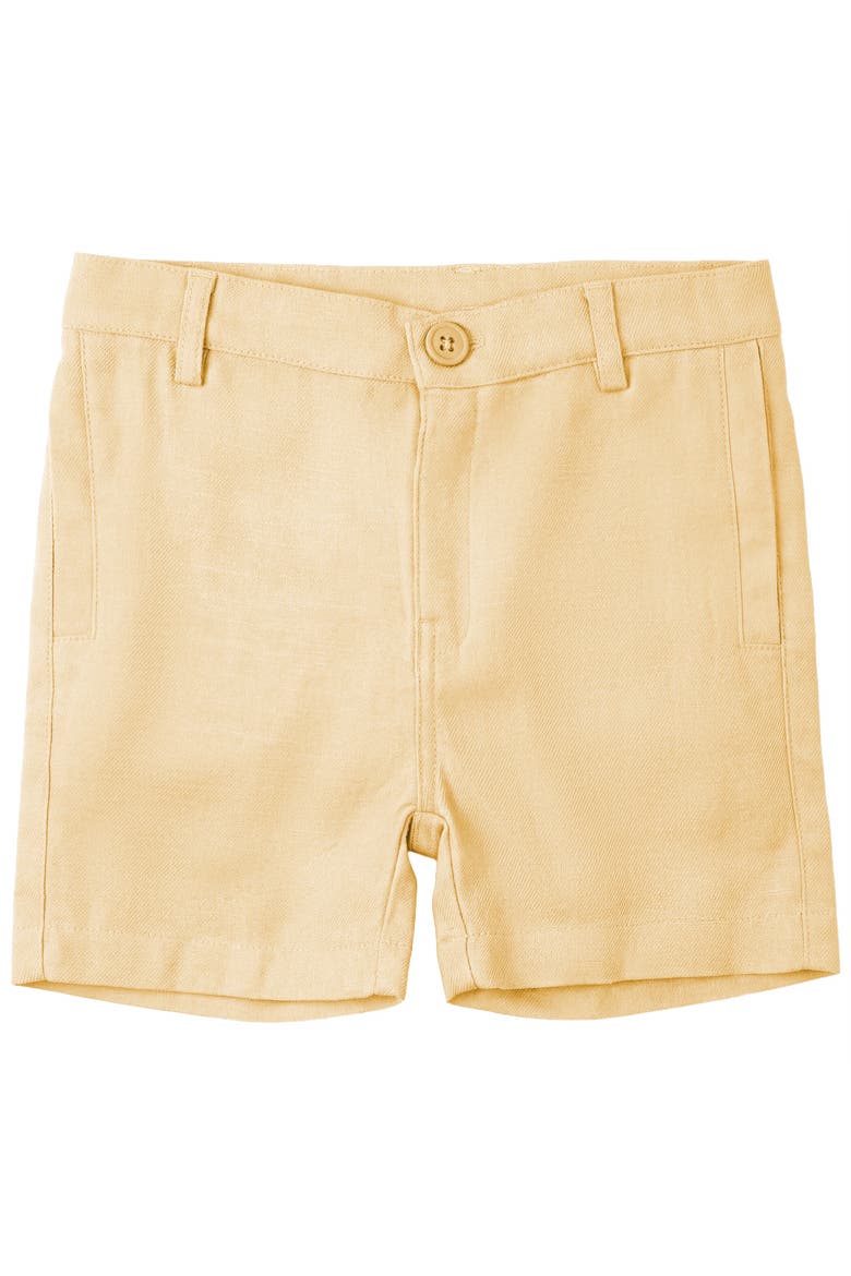 Woven Shorts with Structured Waistband, Main, color, Pastel Yellow