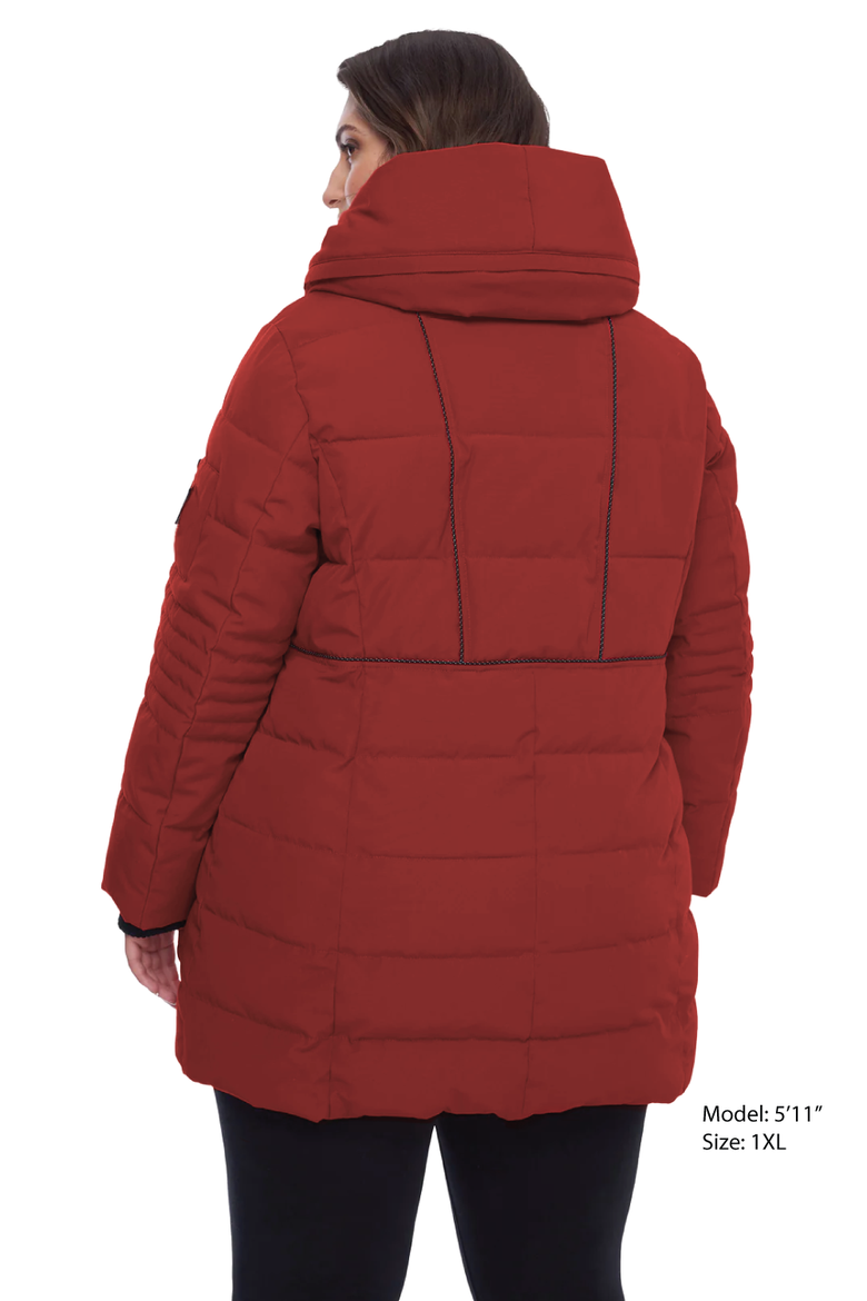 KOOTNEY PLUS SIZE - Vegan Down Mid-Length Parka Coat, Alternate, color, CRIMSON