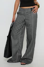 Princess Polly Cedars Stripe Low Rise Wide Leg Pants
