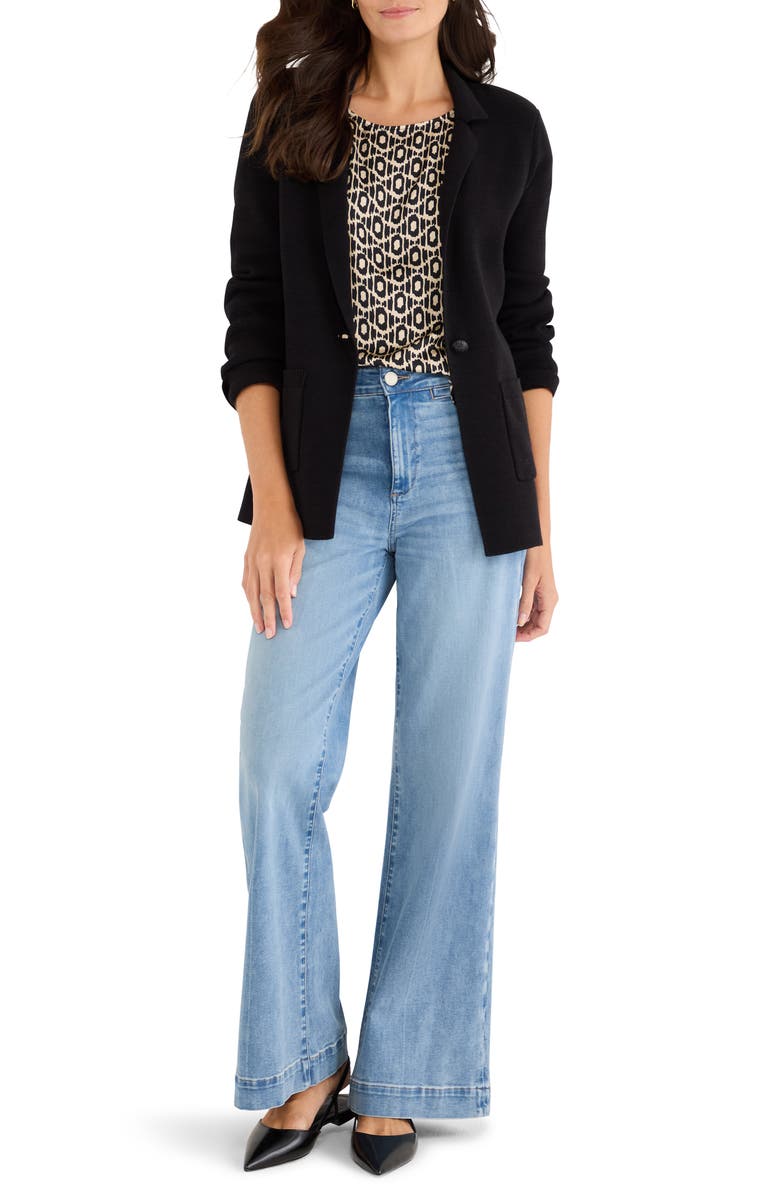 NIC+ZOE Lacy Diamonds Day Gloss Woven Shirt, Alternate, color, Black Multi