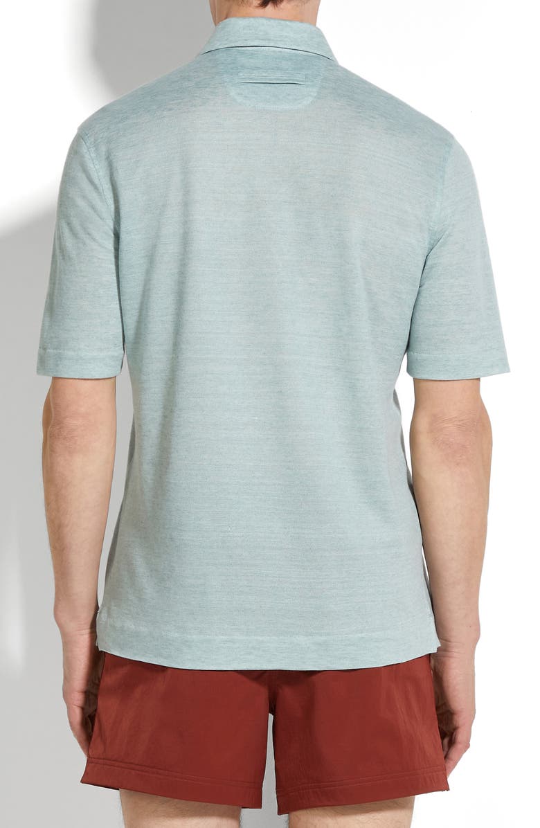 ZEGNA Linen Polo, Alternate, color, Bright Blue
