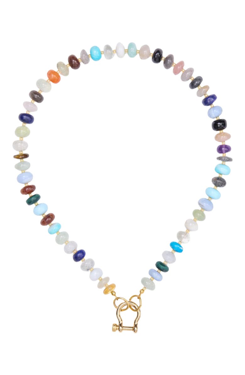 SHOP SPICY DAN Lyla Mixed Gemstone Gold Plated Necklace, Main, color, Mixed Gemstone