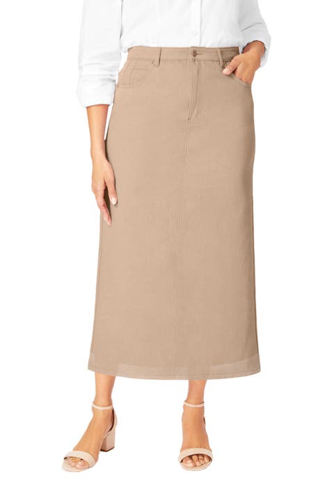 Classic Cotton Denim Midi Skirt