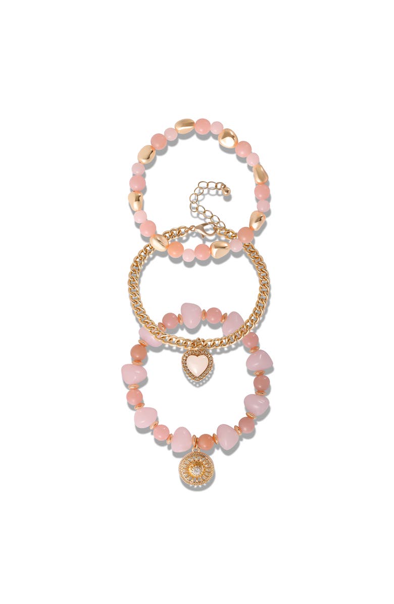 Jessica Simpson 3-Piece Charm Bracelet, Alternate, color, Pink/Gold