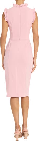 Ruffle Mock Neck Sheath Dress