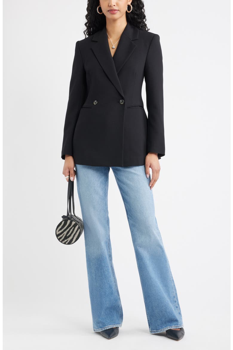 Icon Twill Double Breasted Blazer, Alternate, color, BLACK