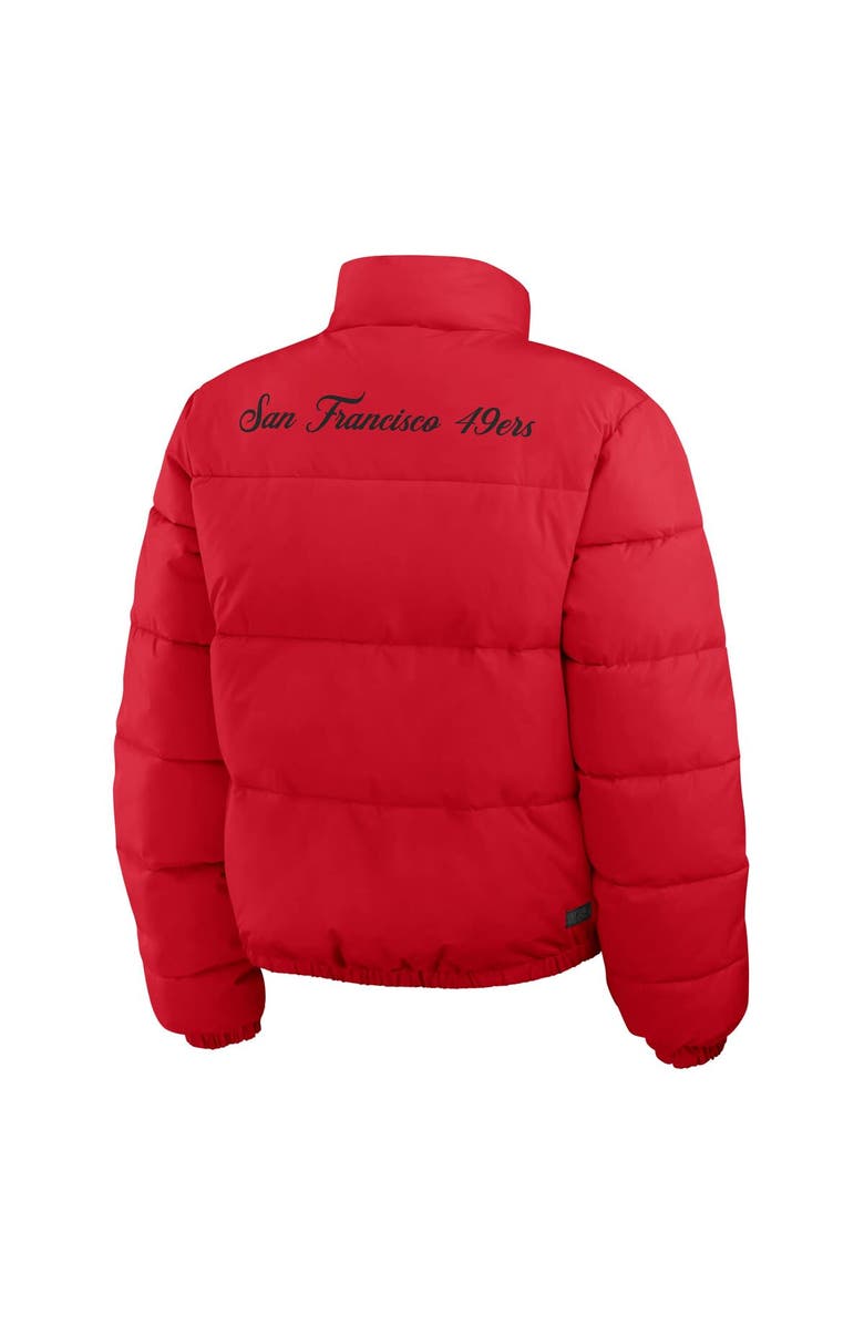 WEAR by Erin Andrews Women's WEAR by Erin Andrews  Scarlet/White San Francisco 49ers Reversible Cropped Full-Zip Puffer Jacket, Alternate, color, 