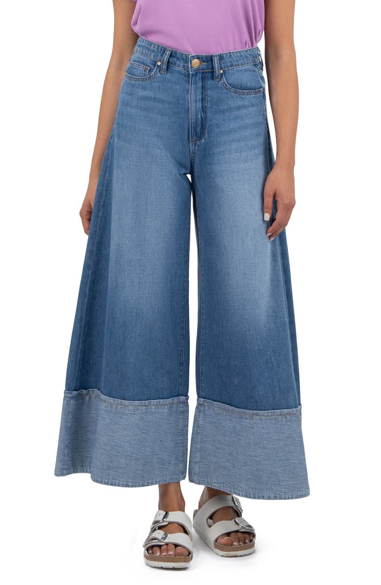 KUT from the Kloth Blake Cuffed High Waist Ankle Wide Leg Jeans, Main, color, 
