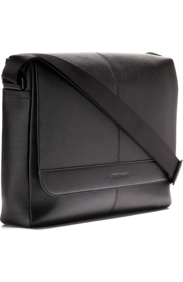Cole Haan Triboro Leather Messenger Bag, Alternate, color, Black