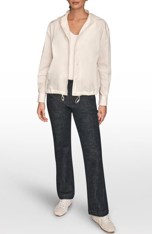 Donna Karan New York Hooded Long Sleeve Button-up Shirt In Neutral