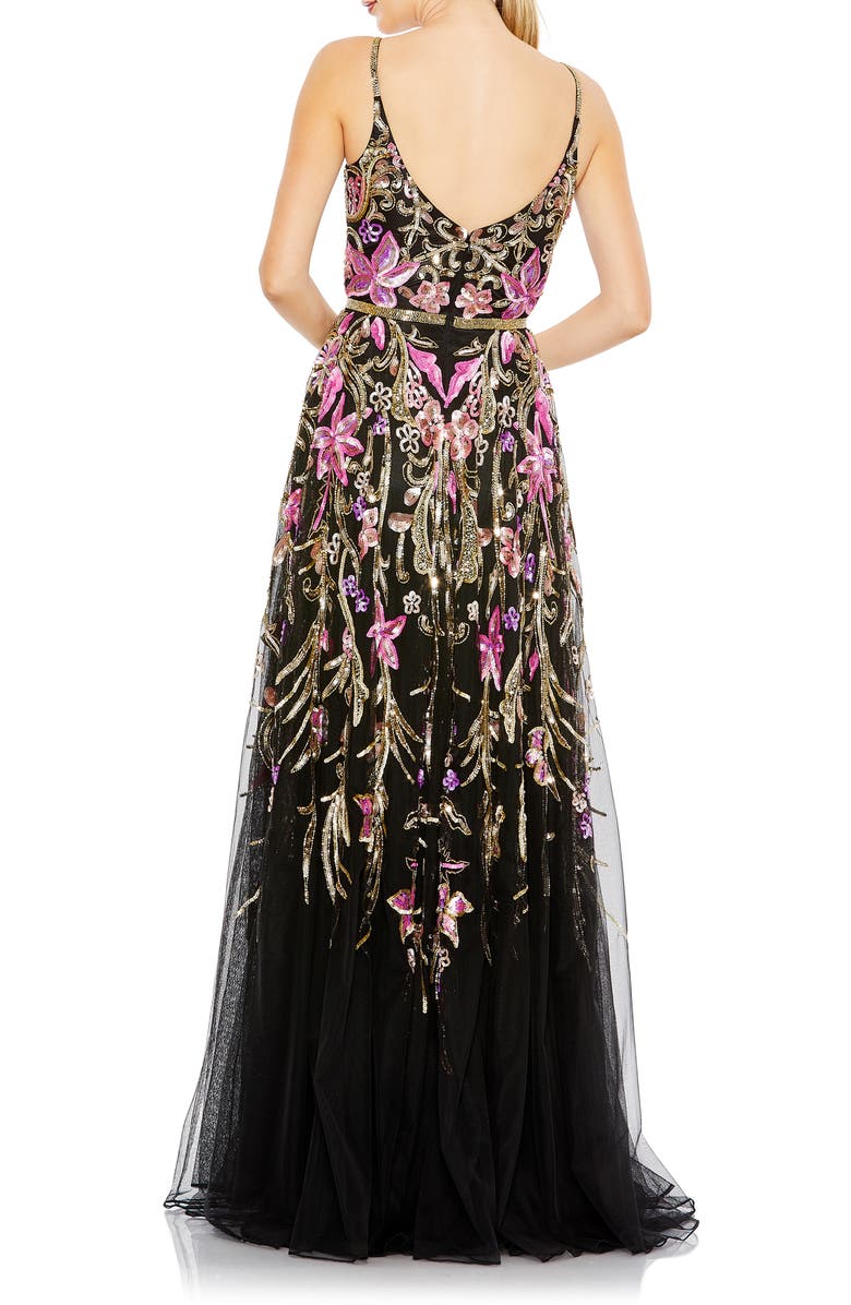 Mac Duggal V-Neck Sequin Column Gown, Alternate, color,
