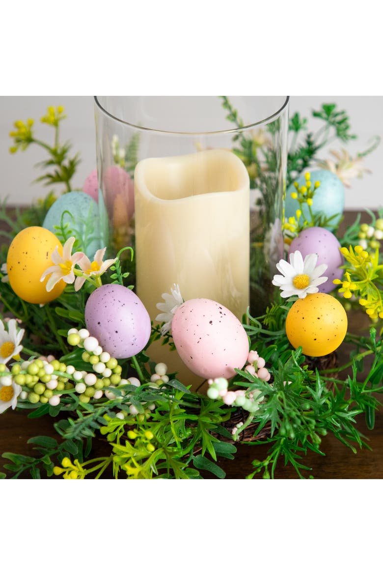 8-in Artificial Easter Candle Holder Arrangement, Alternate, color, Green