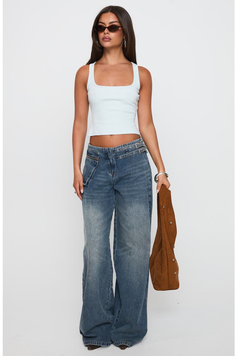 Platrow Wide Leg Cargo Jeans, Alternate, color, MID BLUE WASH