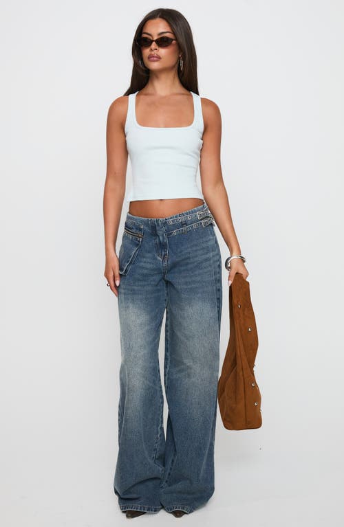Princess Polly Platrow Wide Leg Cargo Jeans In Blue
