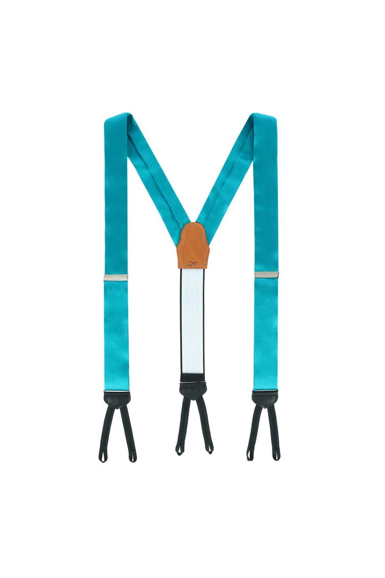 Sutton Solid Color Silk Formal Suspenders | Y-Back, Adjustable Braces, Alternate, color, Teal