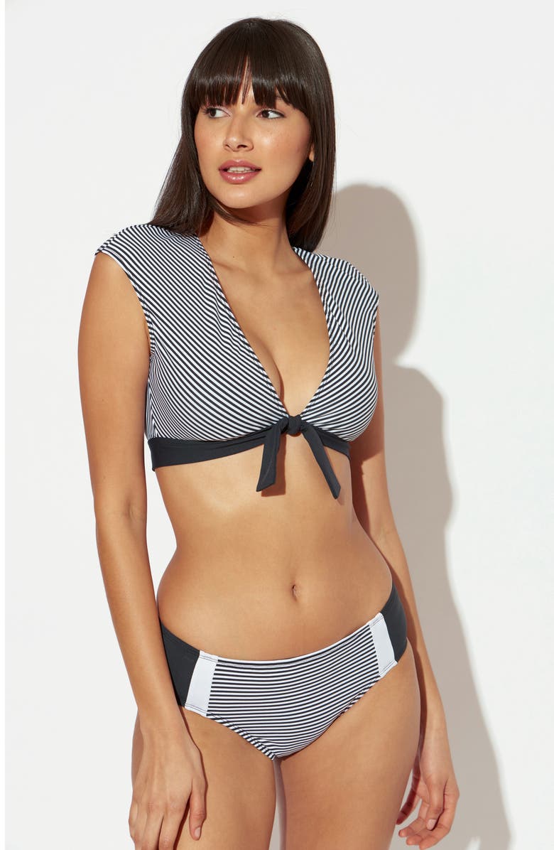 BLEU by Rod Beattie Inside the Lines Tie Front Bikini Top, Alternate, color,
