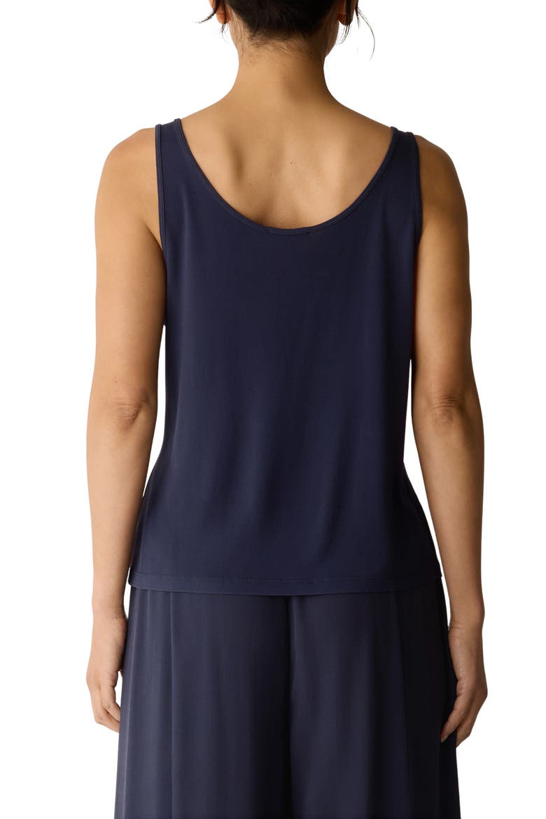 Slim Fit Scoop Neck Silk Tank, Alternate, color, INK