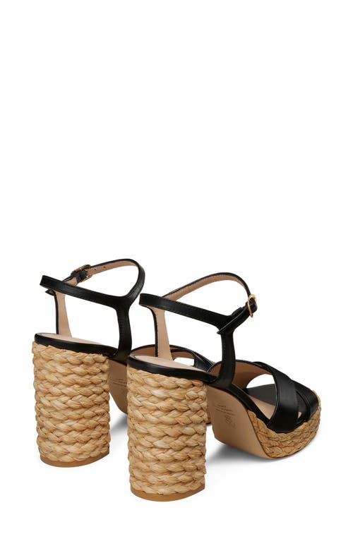 Stuart Weitzman Dayna Leather Crisscross Platform Sandals In Black/natural