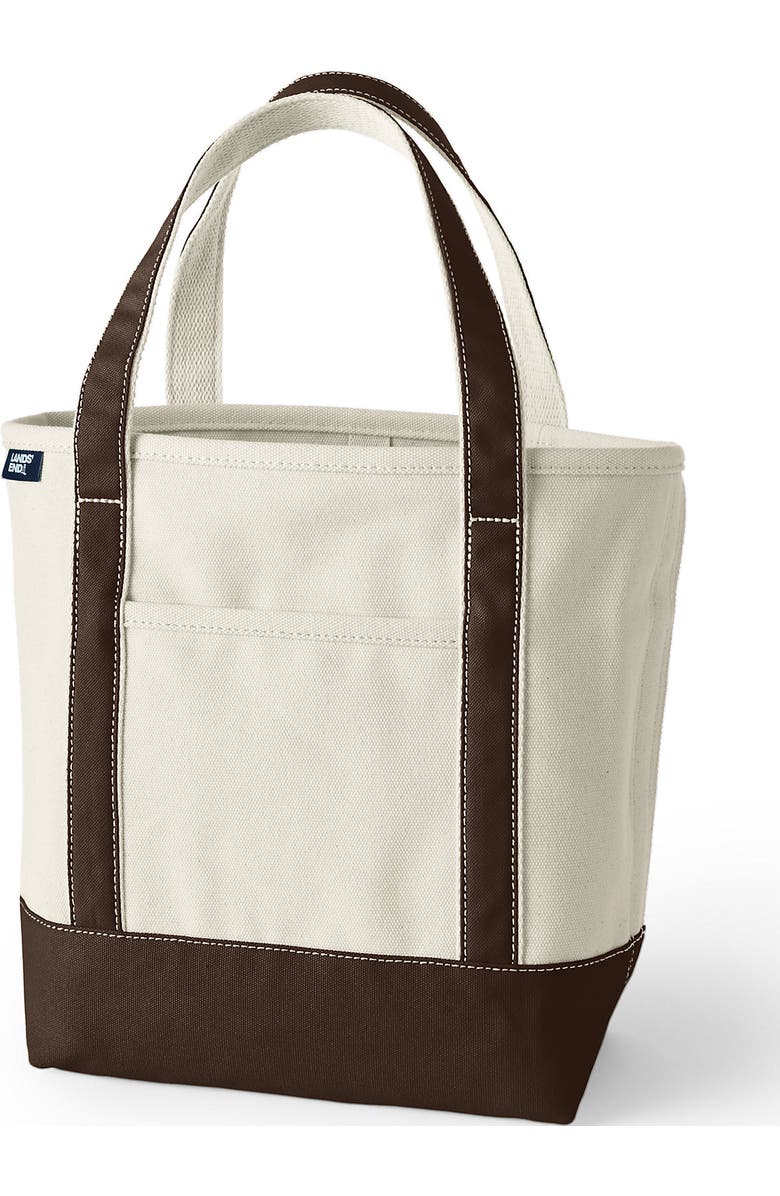 Lands' End Open Top Canvas Tote Bag, Main, color, Natural/Brown Root