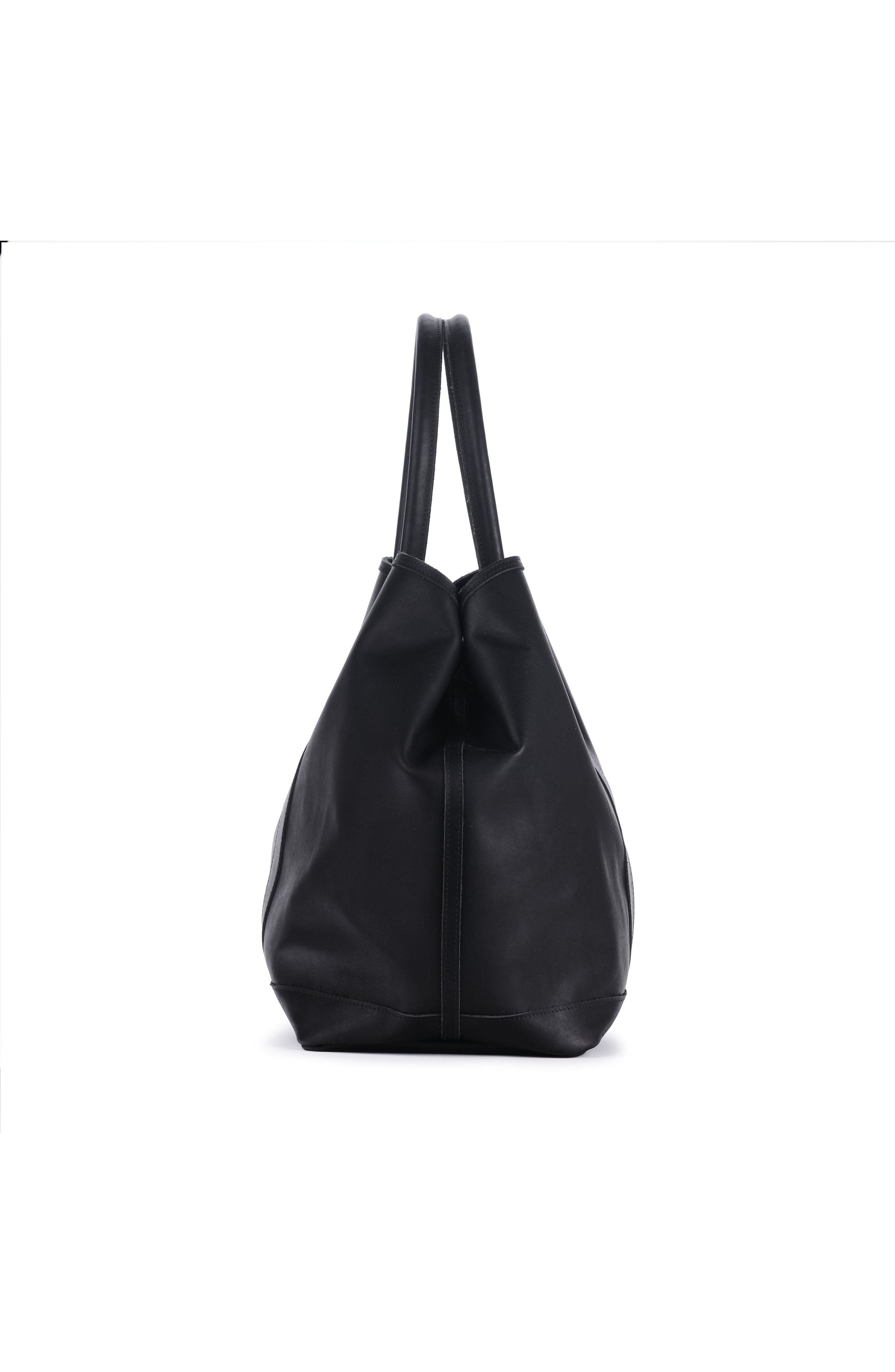 Ezra Arthur Audrey American Steer Leather XL Tote Bag, Alternate, color, Black