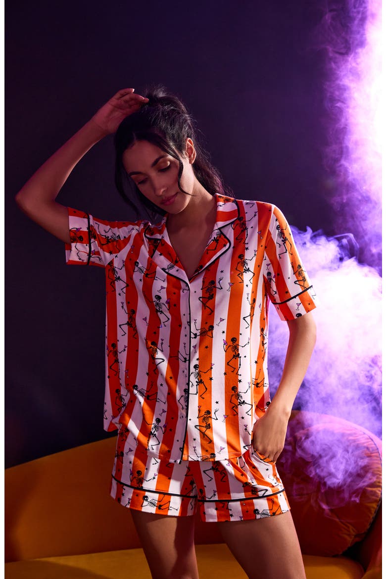 Print Boxer Pajamas, Alternate, color, ORANGE STRIPE
