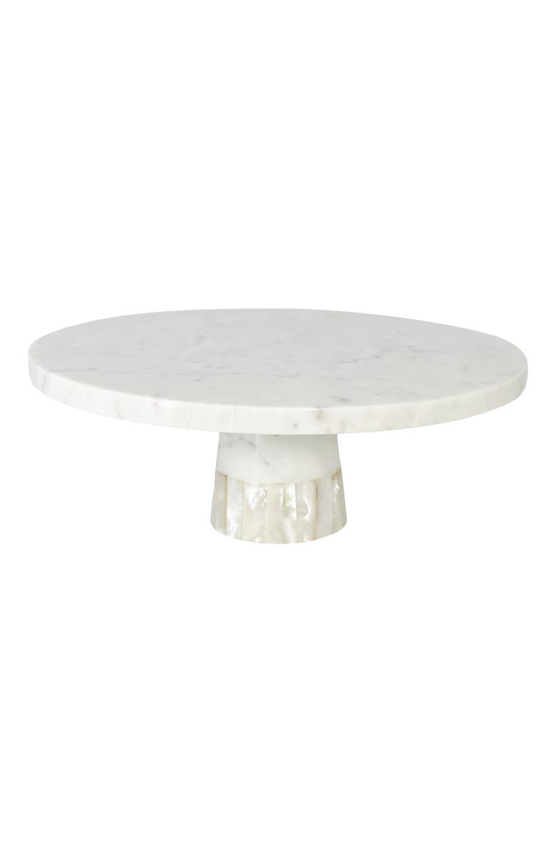 Anaya Marble Cake Stand with Mother of Pearl Inlay, Main, color, White